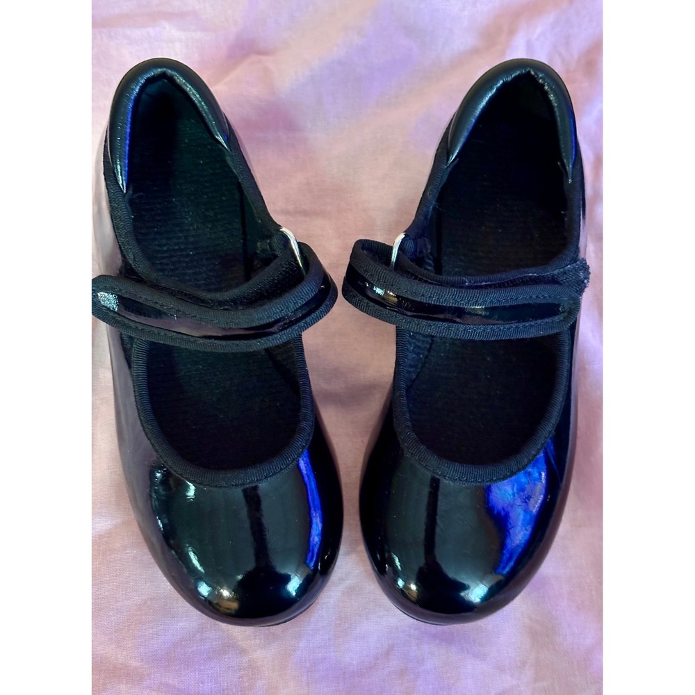 Black Patent Leather Mary Jane Tap Shoes Kids Size 9.5C Dance Performance
